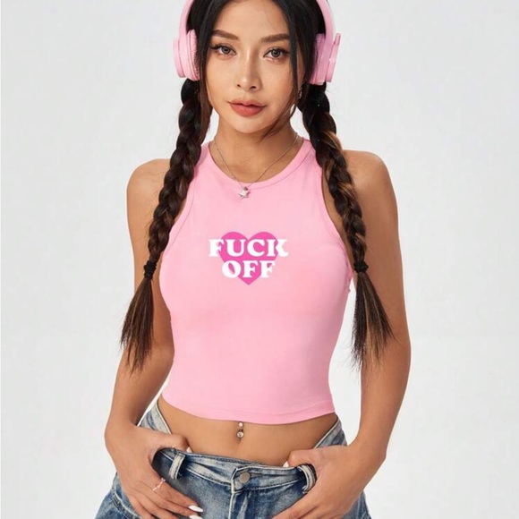 Casual Simple Letter And Love Heart Pattern Slim Fit Women's Tank Top - Picture 1 of 6